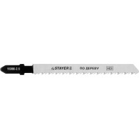 Полотна STAYER "PROFI", T101B, для эл/лобзика, HCS, по дереву, ДСП, ДВП, EU-хвост., шаг 2,5мм, 75мм, 2шт 15990-2.5_z01