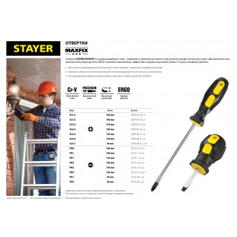 Отвертка STAYER "MASTER", двухкомпонентная рукоятка, магнитный наконечник, SL5,0x100мм 2509-05-10_z01