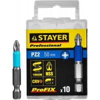 Биты STAYER "PROFESSIONAL" ProFix Pozidriv, тип хвостовика E 1/4", № 2, L=50мм, 10шт 26223-2-50-10_z01