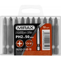 Биты MIRAX PH№2, тип хвостовика E 1/4", длина 50мм, 10шт 26253-2-50-10