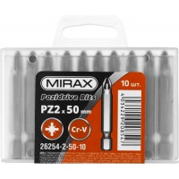 Биты MIRAX PZ№2, тип хвостовика E 1/4", длина 50мм, 10шт 26254-2-50-10