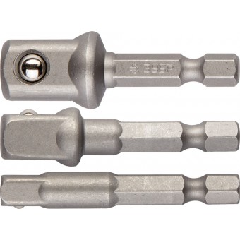 Набор ЗУБР Адаптеры "ЭКСПЕРТ" для торцовых головок, E1/4" - 1/4", E1/4" - 3/8", E1/4" - 1/2", 3 предмета 26756-H3