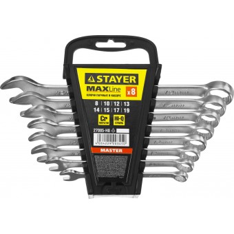Набор: Ключ STAYER "MASTER" гаечный комбинированный, хромированный, 8-19 мм, 8 шт 27085-H8