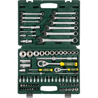 Набор KRAFTOOL "EXPERT QUALITAT": Торцовые головки "SUPER LOCK" с присоединит квадратом, 1/2",1/4",82 предмета 27887-H82_z02