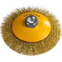STAYER "PROFESSIONAL". Щетка коническая для УШМ, витая стальная латунированная проволока 0,3мм, 115ммхМ14 35133-115