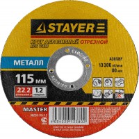 Круг отрезной абразивный STAYER "MASTER" по металлу, для УШМ, 115х1,2х22,2мм 36220-115-1.2_z01