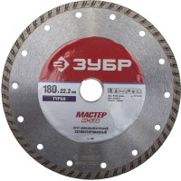 Круг отрезной алмазный ЗУБР "МАСТЕР" "ТУРБО", сегментированный, сухая резка, 22,2х180мм 36613-180