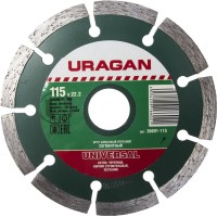 Круг отрезной алмазный URAGAN сегментный, сухая резка, 22,2х115мм 36691-115
