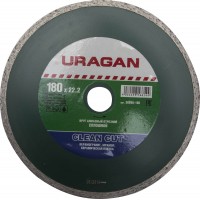 Круг отрезной алмазный URAGAN сплошной, влажная резка, 22,2х180мм 36695-180