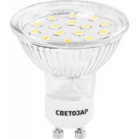 Лампы СВЕТОЗАР светодиодные "LED technology", цоколь GU10, теплый белый свет (3000К), 220В, 3Вт (25) 44560-25_z01