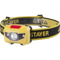 Фонарь STAYER "MASTER" налобный светодиодный, 1Вт(80Лм)+2LED, 4 режима, 3ААА 56568