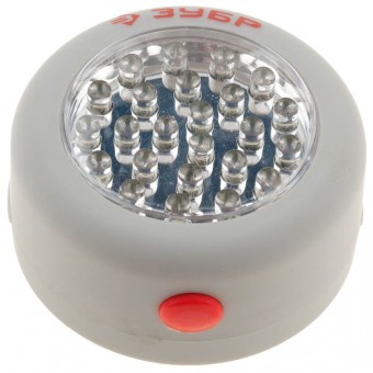 Фонарь светодиодный ЗУБР, 24 LED, магнит, крючок для подвеса, 3ААА 61812